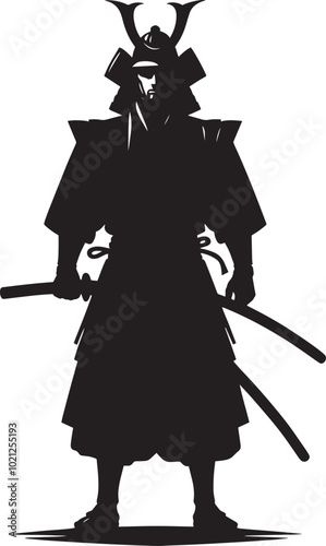 samurai warrior sward man mascot Silhouette illustration isolated on a white background