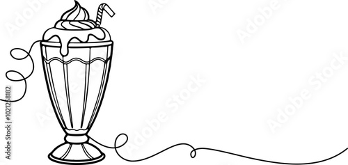 milkshake ,ice cream lineart vector illustration