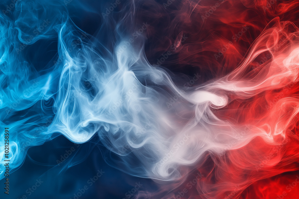 Red/blue/white smoke abstract and background. generative AI Red/blue/white smoke abstract and background. generative AI