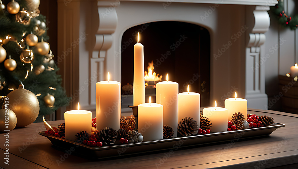 holiday setup candles cozy atmosphere holiday setup candles cozy atmosphere