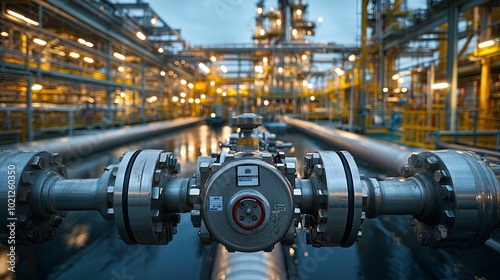 Close-up of a Valve and Pipes in an Industrial Facility