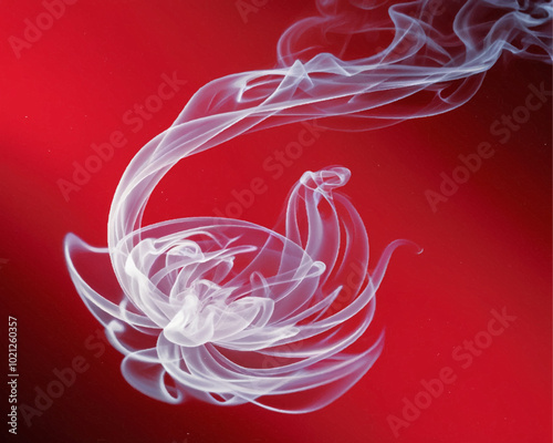 Digital smoke art on red background Fog or smoke isolated special .mist or smog background	