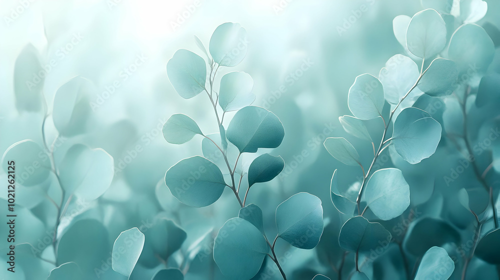 Teal Eucalyptus Leaves Abstract Background