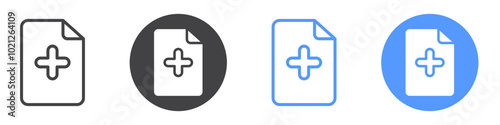 Add document icon Flat art in black and white isolated