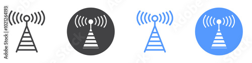 Antenna icon Flat art in black and white isolated