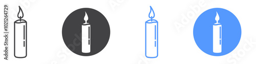 Candle icon Flat art in black and white isolated