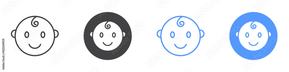 Fototapeta premium Child face icon Flat art in black and white isolated