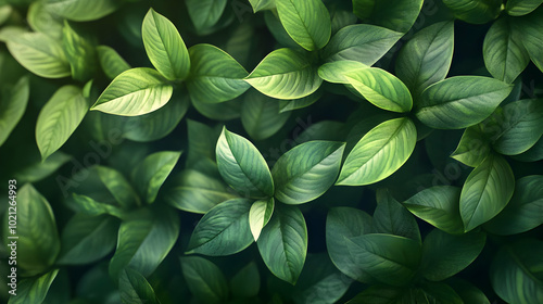 Vibrant Green Leaf Pattern, Lush Foliage Background Illustration