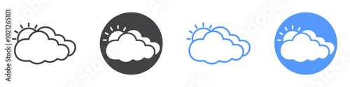 Cloudy Day icon Flat art in black and white isolated