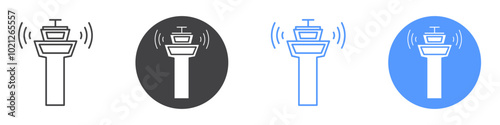 Control Tower icon Flat art in black and white isolated