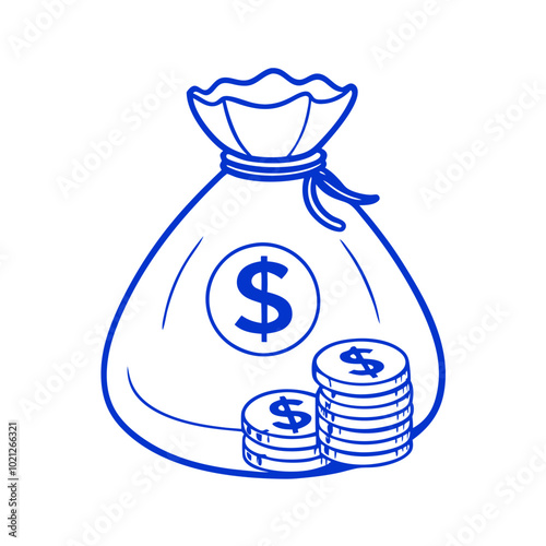 Money bag with coins