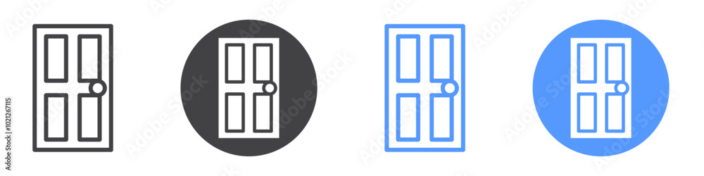 Door icon Flat art in black and white isolated Door icon Flat art in black and white isolated