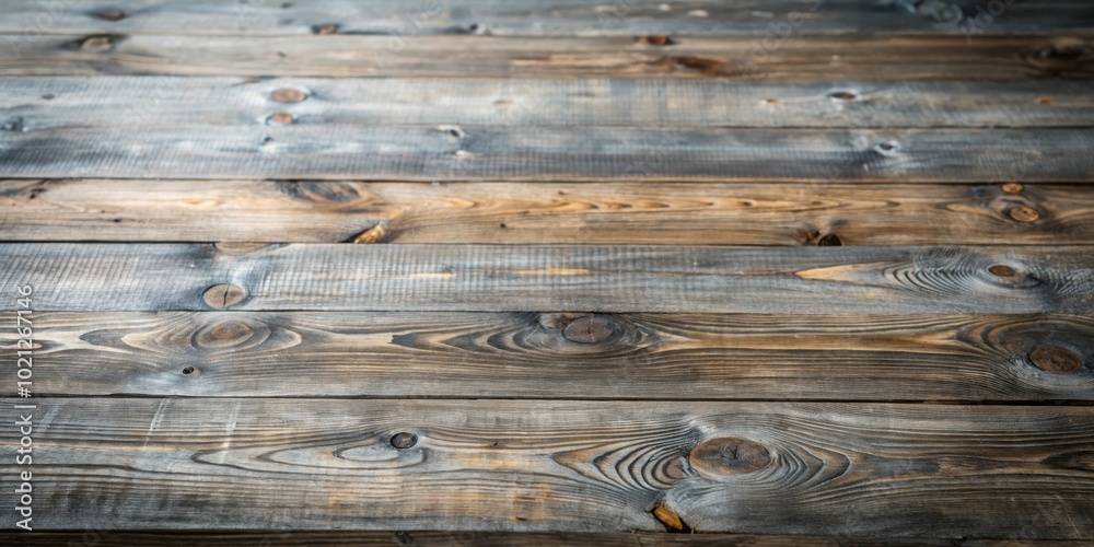 Fototapeta premium A rustic wooden plank background with natural grain patterns and knots, perfect for showcasing your products or adding a touch of nature to your designs.
