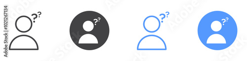 Doubts button icon Flat art in black and white isolated