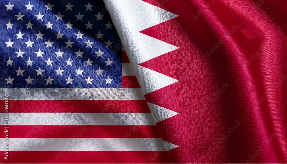 Fototapeta premium アメリカの国旗とバーレーンの国旗(America flag & Bahrain flag.) 