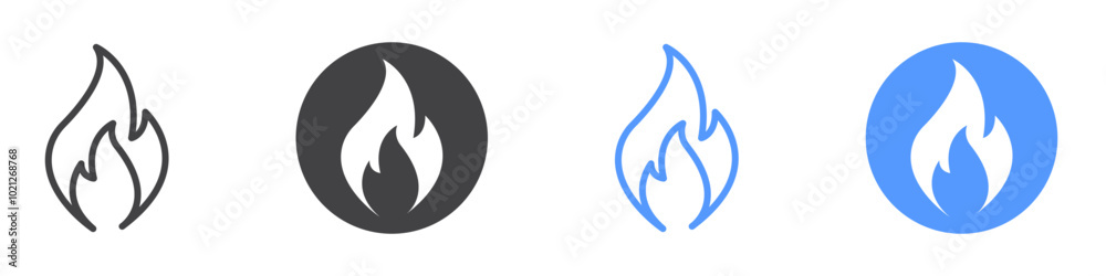 Flame icon Flat art in black and white isolated Flame icon Flat art in black and white isolated