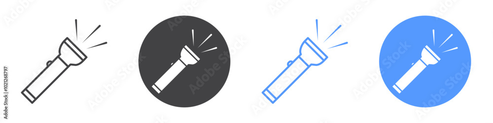 Flashlight icon Flat art in black and white isolated Flashlight icon Flat art in black and white isolated
