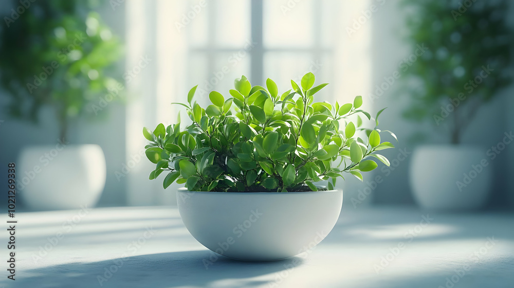 Indoor Plant in White Pot 3D Render Indoor Plant in White Pot 3D Render