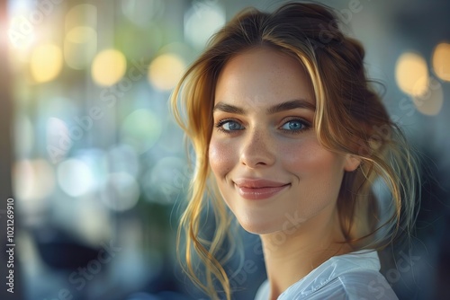 Portrait of a Female Cosmetologist Smiling in a Beauty Salon