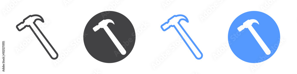 Hammer icon Flat art in black and white isolated Hammer icon Flat art in black and white isolated