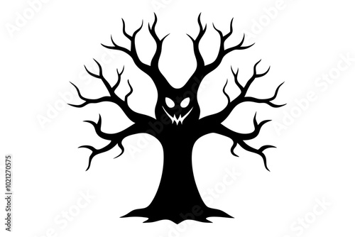 Halloween tree silhouette vector collection, Spooky tree silhouette