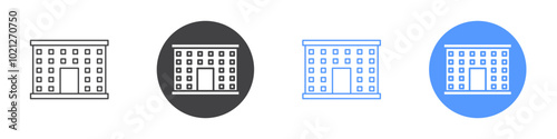 Hotel icon Flat art in black and white isolated