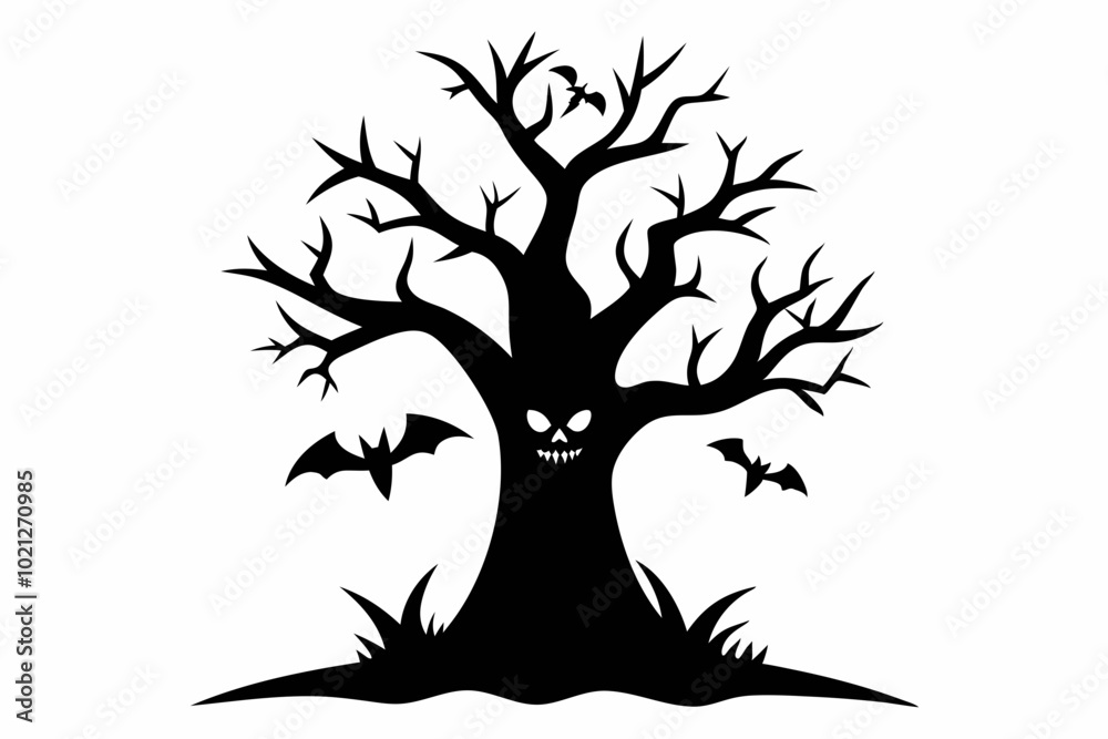 Fototapeta premium Halloween tree silhouette vector collection, Spooky tree silhouette