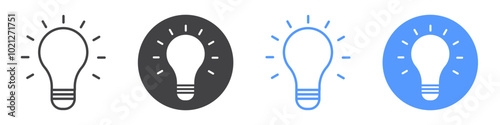 Lightbulb icon Flat art in black and white isolated