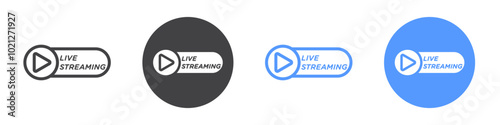 Live streaming icon Flat art in black and white isolated