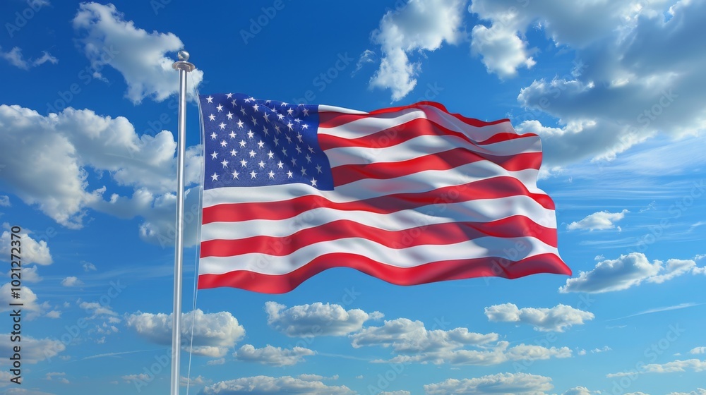 American Flag Waving in the Wind - A Symbol of Freedom and Patriotism American Flag Waving in the Wind - A Symbol of Freedom and Patriotism