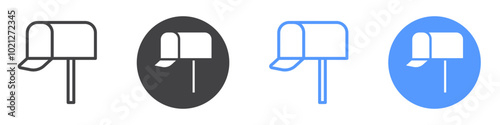 Mailbox icon Flat art in black and white isolated