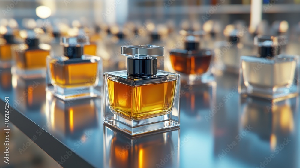 A stylish display of perfume testers, scent strips laid out on a sleek countertop, creating an appealing marketing design for fragrance products. A stylish display of perfume testers, scent strips laid out on a sleek countertop, creating an appealing marketing design for fragrance products.