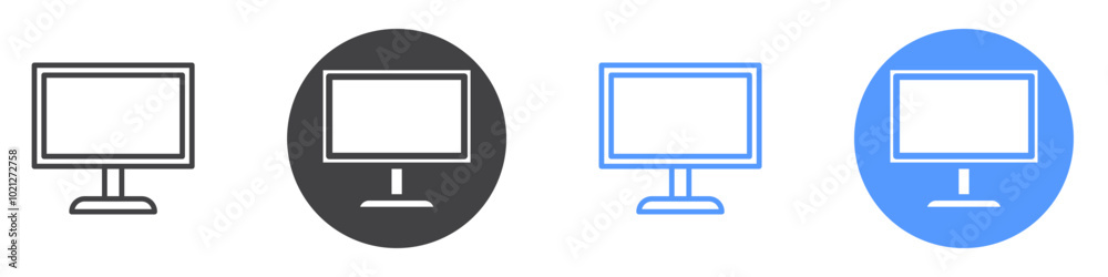 Monitor icon Flat art in black and white isolated Monitor icon Flat art in black and white isolated
