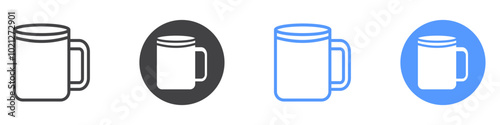 Mug icon Flat art in black and white isolated