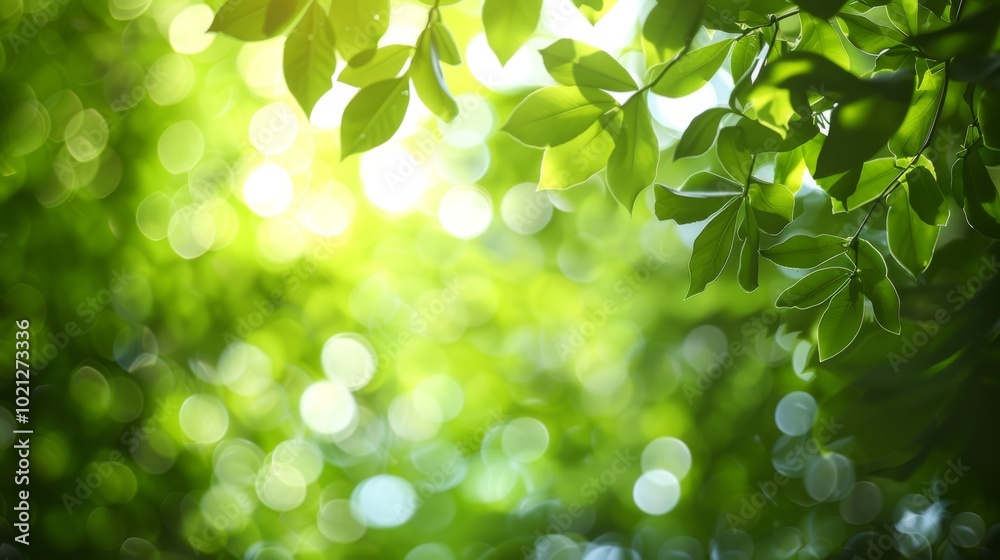 Green Leaves Sunlight Bokeh - Nature Background Green Leaves Sunlight Bokeh - Nature Background
