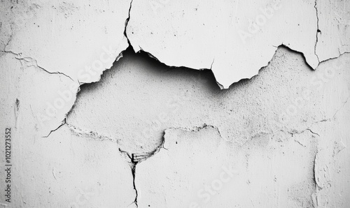 Textured white wall with a prominent crack revealing the underlying layer.