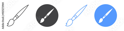 Paint brush icon Flat art in black and white isolated