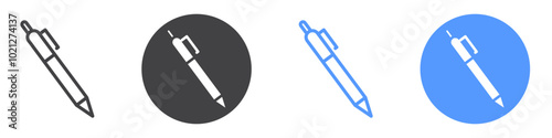 Pen icon Flat art in black and white isolated