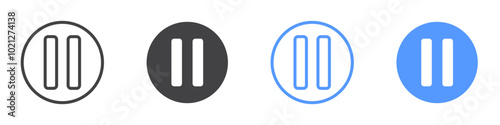 Pause icon Flat art in black and white isolated