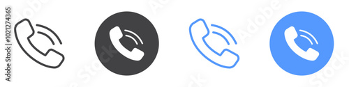Phone call icon Flat art in black and white isolated