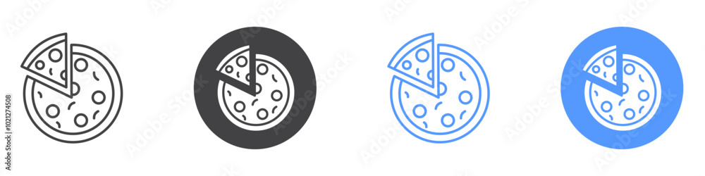Pizza icon Flat art in black and white isolated Pizza icon Flat art in black and white isolated