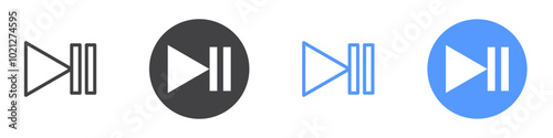 Play pause icon Flat art in black and white isolated