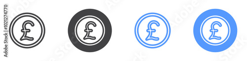 Pound icon Flat art in black and white isolated
