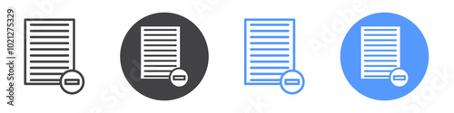 Remove document icon Flat art in black and white isolated