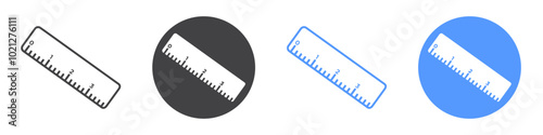 Ruler icon Flat art in black and white isolated
