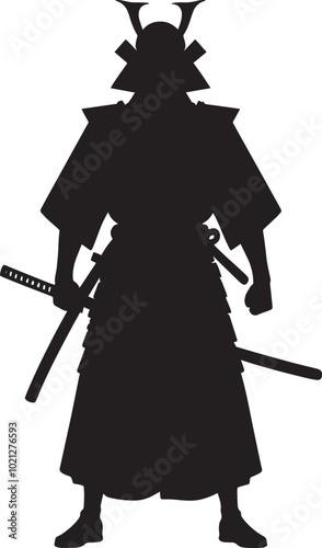 samurai warrior sward man mascot Silhouette illustration isolated on a white background
