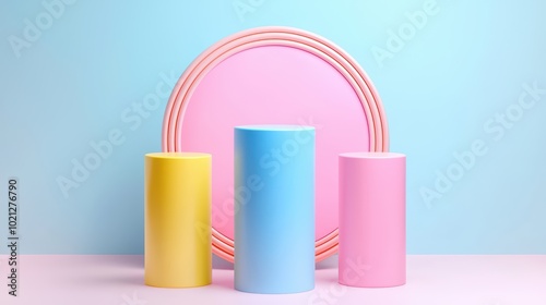 Wallpaper Mural Colorful Cylinders and Circle Torontodigital.ca