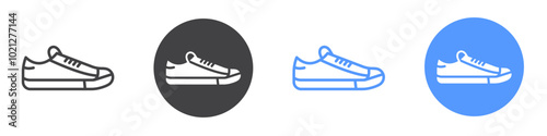 Sneaker icon Flat art in black and white isolated