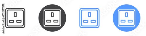 Socket icon Flat art in black and white isolated