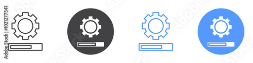 System update icon Flat art in black and white isolated